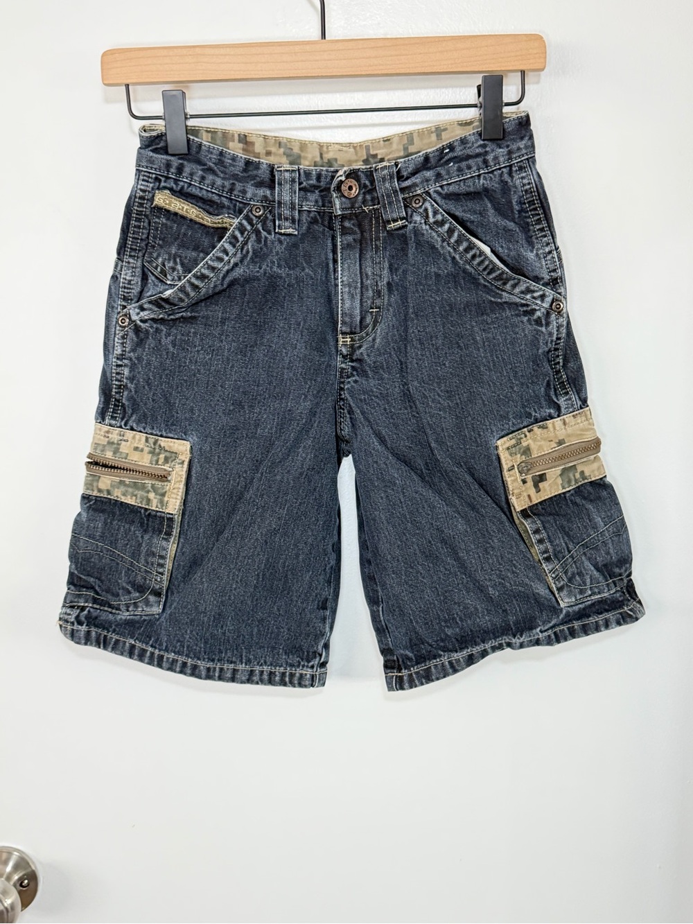 Kids Jean Shorts - Dark Wash/Camo - 8